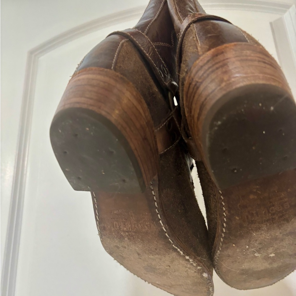 Bed Stu “Canada” Brown Suede & Leather Harness Western Style Ankle Boots - Picture 16 of 16